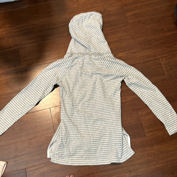Gray & White Striped James Perse Hoodie - 1 or S - Picture 2 of 2
